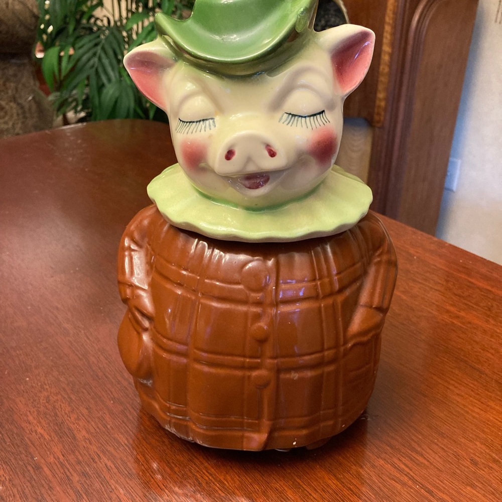 Vtg Shawnee Pottery Smiley Winnie pig cookie jar / piggy bank head - Picture 9 of 9